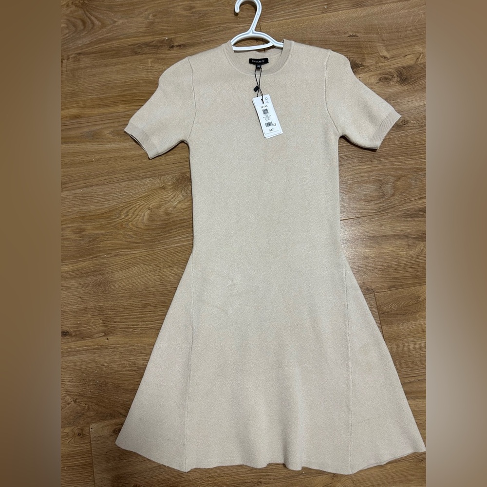 Dynamite beige knit sweater mini dress